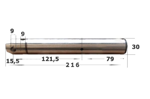 30x216 mm. Bolt med smøring