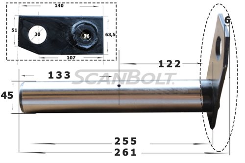 45x265 mm. Bolt med smøring