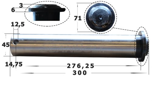 45x300 mm. Bolt uten smøring