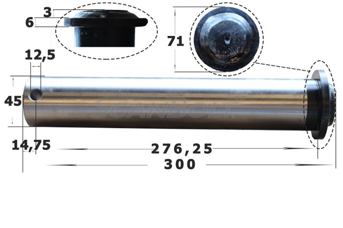 45x300 mm. Bolt uten smøring