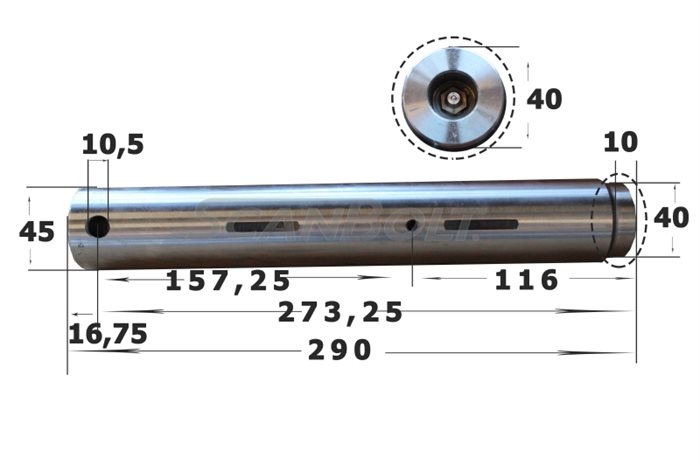 45x290 mm. Bolt med smøring