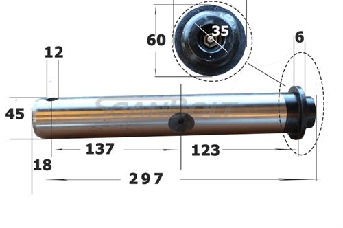 45x297 mm. Bolt med smøring