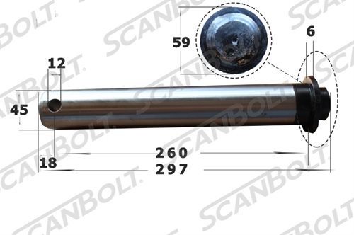 45x297 mm. Bolt uten smøring