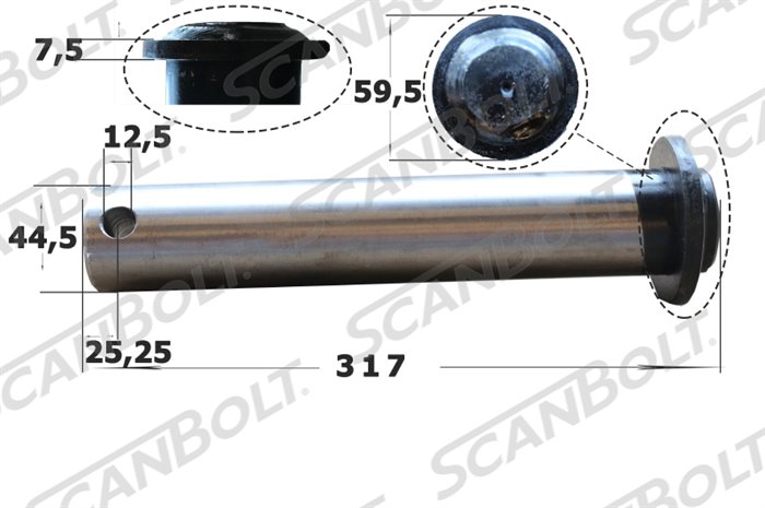 44,50x317 mm. Bolt uten smøring