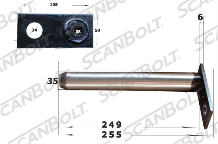 35x255 mm. Bolt uten smøring