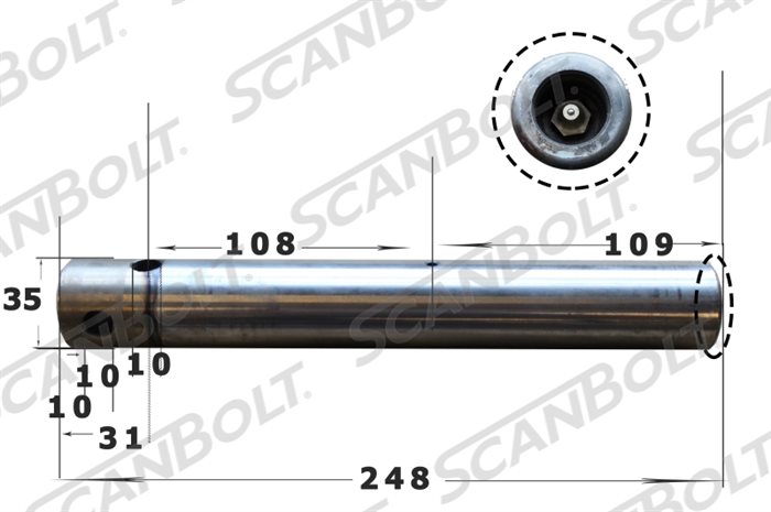 35x248 mm. Bolt med smøring