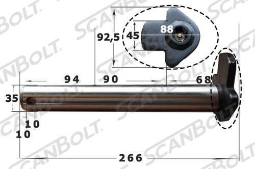 35x266 mm. Bolt med smøring