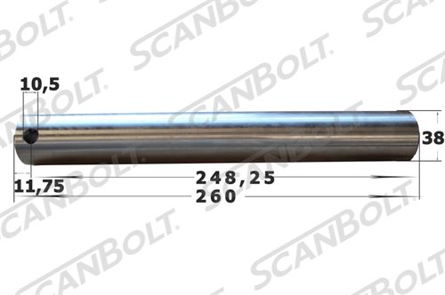 38x260 mm. Bolt uten smøring