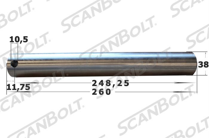 38x260 mm. Bolt uten smøring