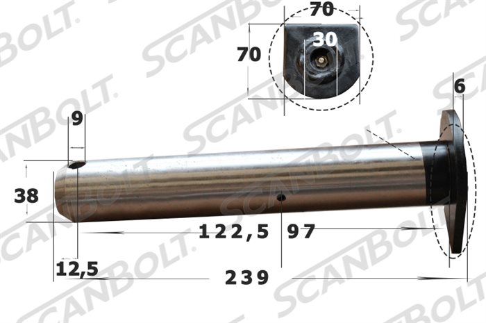 38x239 mm. Bolt med smøring