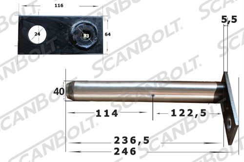 40x246 mm. Bolt med smøring