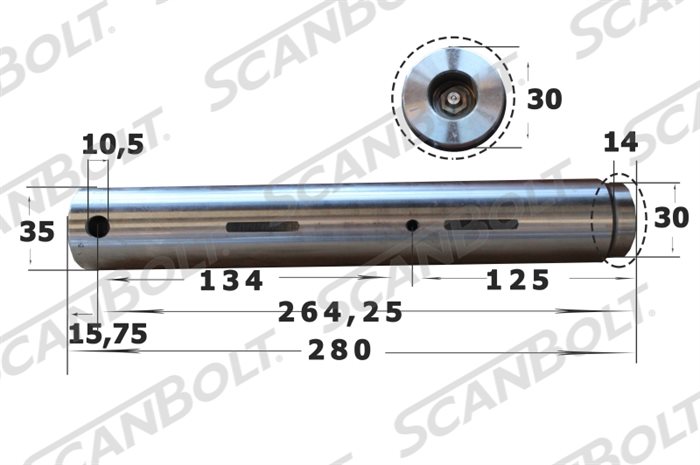 35x280 mm. Bolt med smøring