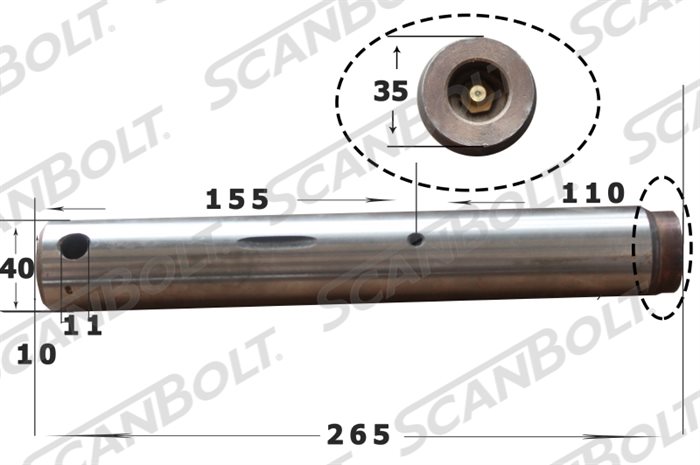 40x265 mm. Bolt med smøring