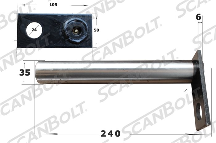 35x240 mm. Bolt uten smøring